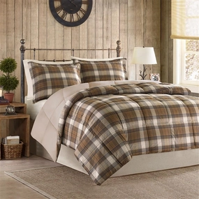 Kaimei Woolrich Lumberjack Plaid Microfiber Down Alternative Comforter Set, Warm & Cozy Cabin Style Bedding, Full/Queen