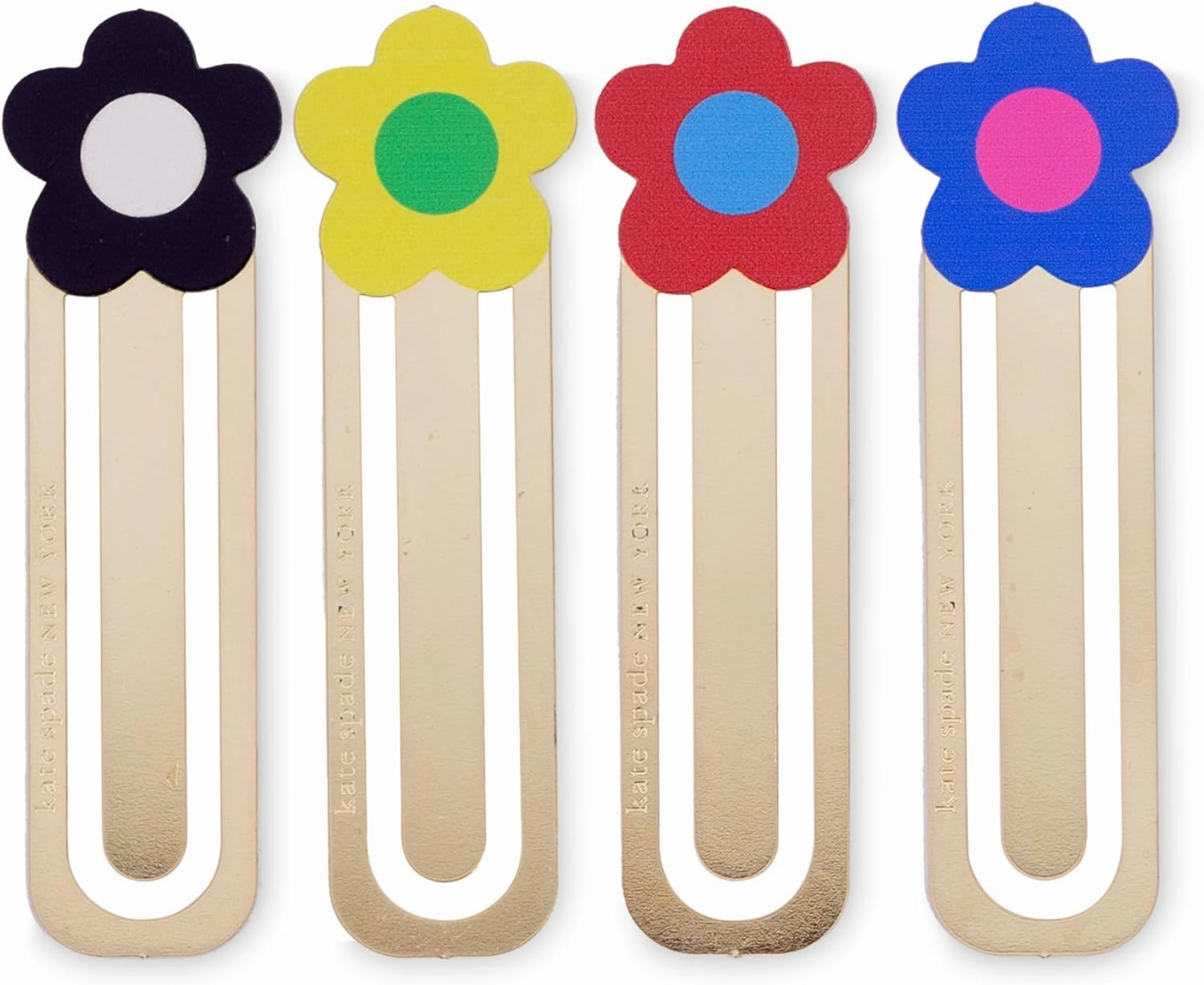 kate spade new york Metal Bookmarks for Book Lovers, Cute Flower Book Marks, Set of 4, Gingham Garden