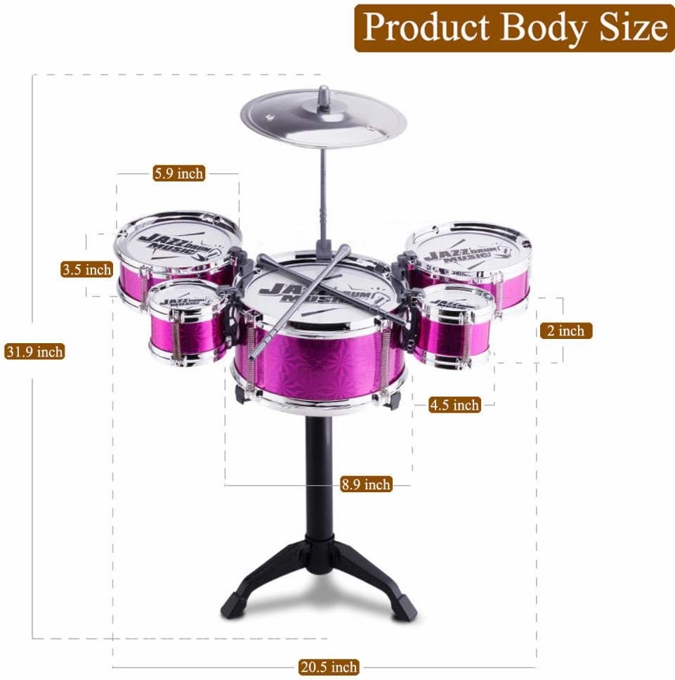 Kids Drum Set Toddler Instrument Set Educational Percussion Stimulating Children’s Creativity Drum Set for Kids Musical Boys and Girls Purple