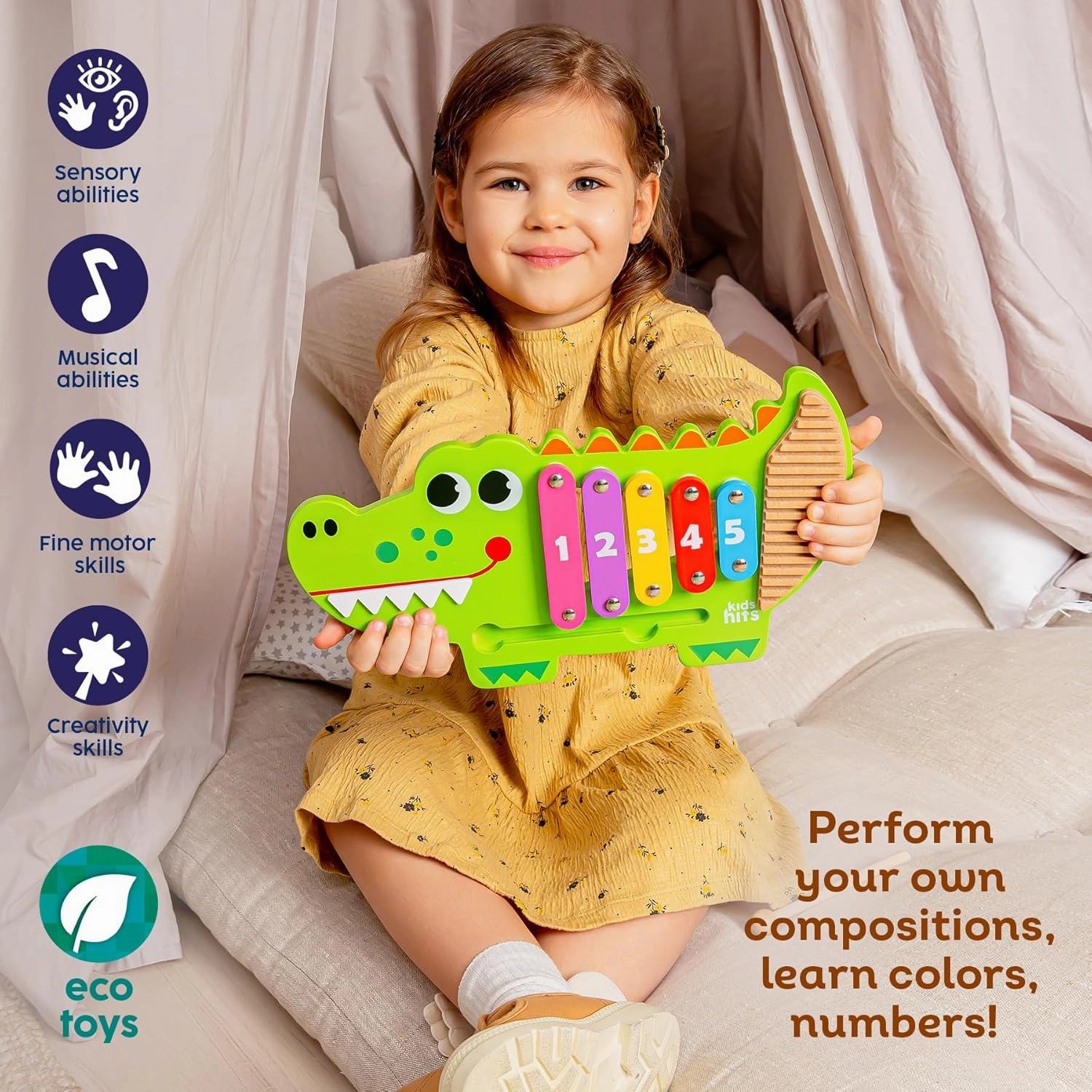 Kids Hits: Harmonize Playtime with The Wooden Xylophone Adventure - Perfect for 18 Months and Up! (Croco)