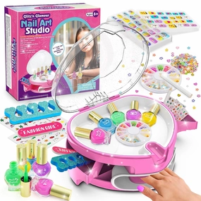 Kids Nail Polish Set for Girls, Nail Art Kit for Kids Ages 7-12, All-in-One Nail Salon with Nail Dryer & Press On False Nails,DIY Decorative,Non-Toxic Polish,Stickers, Little Girl Gift Toys
