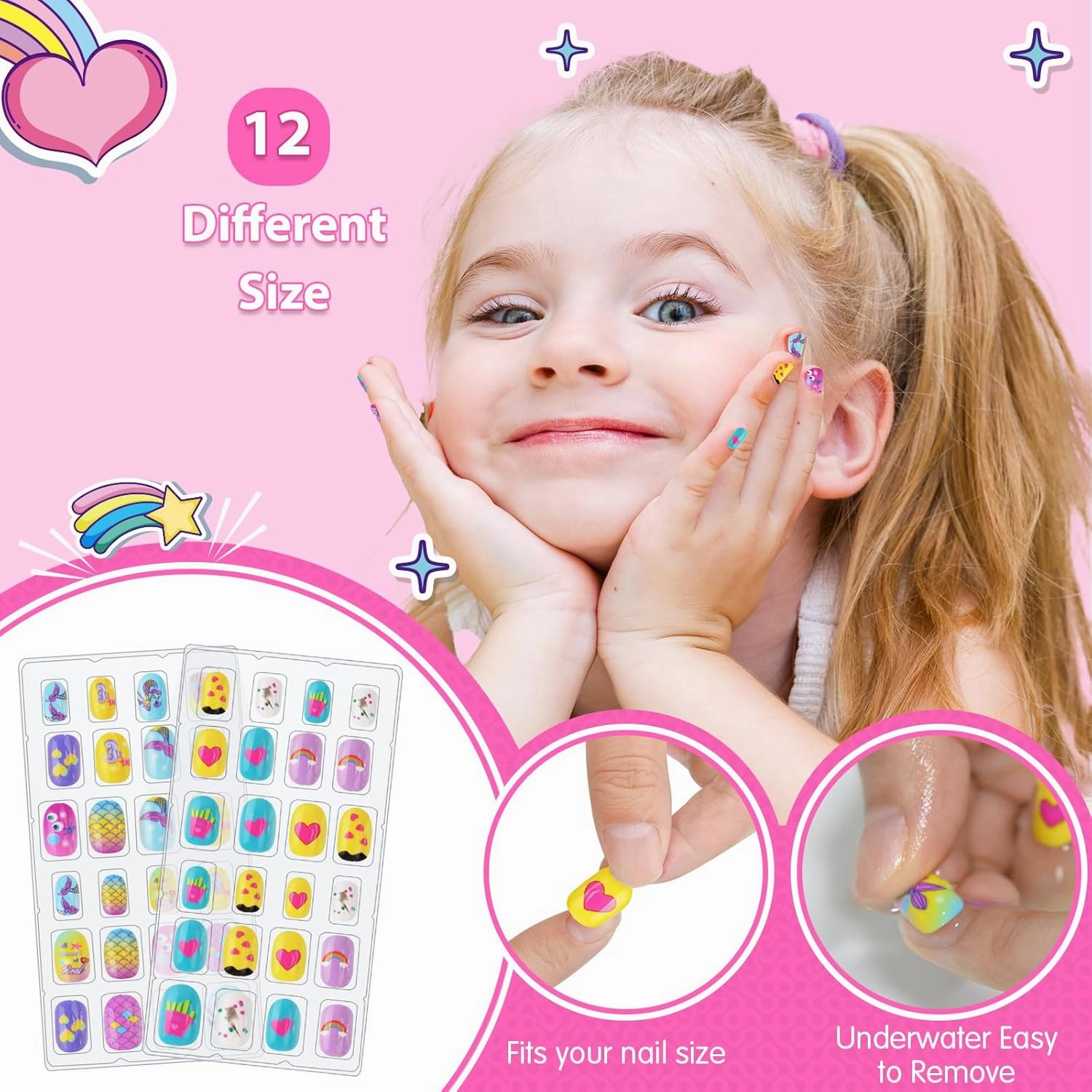Kids Nail Polish Set for Girls, Nail Art Kit for Kids Ages 7-12, All-in-One Nail Salon with Nail Dryer & Press On False Nails,DIY Decorative,Non-Toxic Polish,Stickers, Little Girl Gift Toys