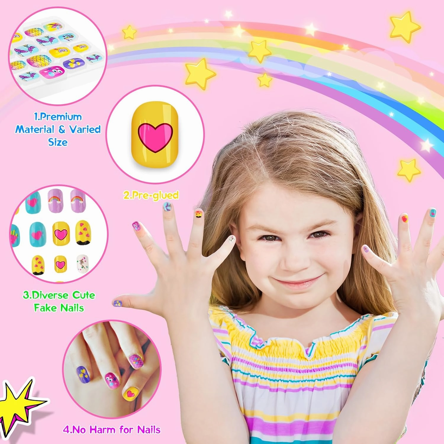 Kids Nail Polish Set for Girls, Nail Art Kit for Kids Ages 7-12, All-in-One Nail Salon with Nail Dryer & Press On False Nails,DIY Decorative,Non-Toxic Polish,Stickers, Little Girl Gift Toys