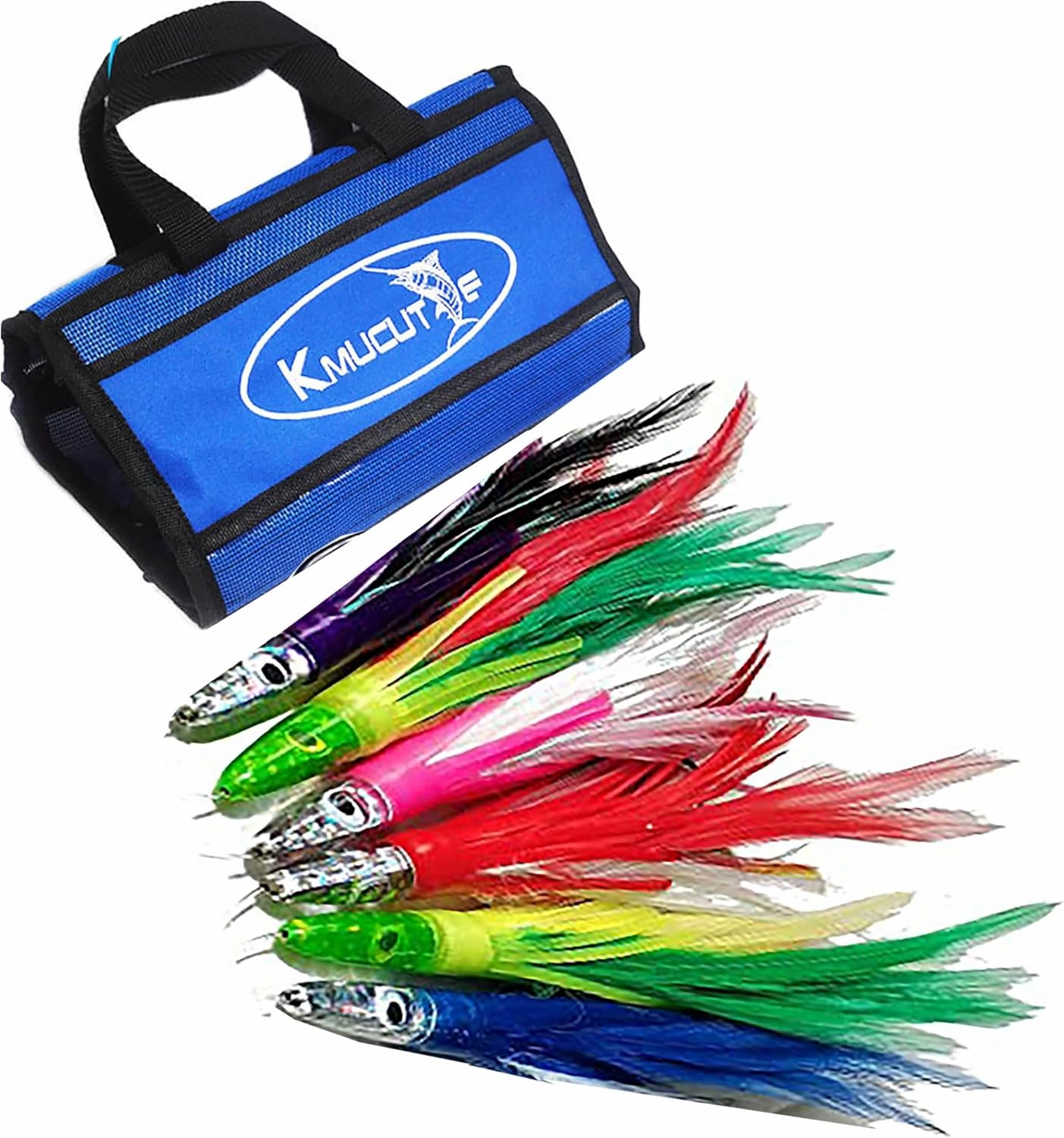 Kmucutie Set of 6 pcs 9 inch / 7 inch / 6.5 inch trolling Lure Marlin Tuna Dolphin Shark Big Game deep sea Fishing Lures Included Mesh Bag