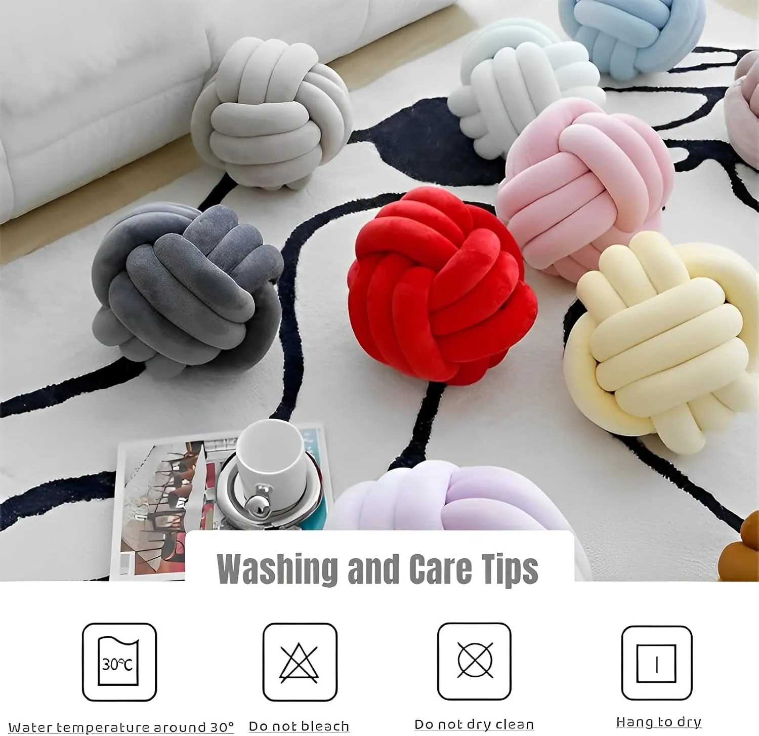 Knot Ball Pillows, Round Throw Pillow Cushion Home Decoration Soft Plush Pillow, Throw Knotted Ball Pillow Handmade Children Room Decoration Round Plush Toy Pillow (Caramel,8.5"/22cm)