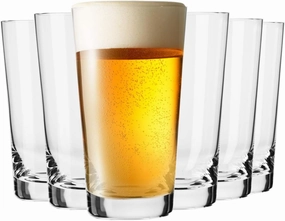 Krosno Classic Beer Glasses, Set of 6, 17.9 oz, Lager, Pilzner, Wheat Beer, Pint Glasses, Pure Collection, Dishwasher Safe, Made in Europe