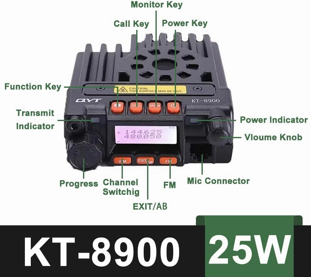 KT-8900 Mic Mini Car Mobiel Radio VHF/UHF Dual Band 25 Watts 200CH Transceiver Receiver Dual Standby Long Range Camo