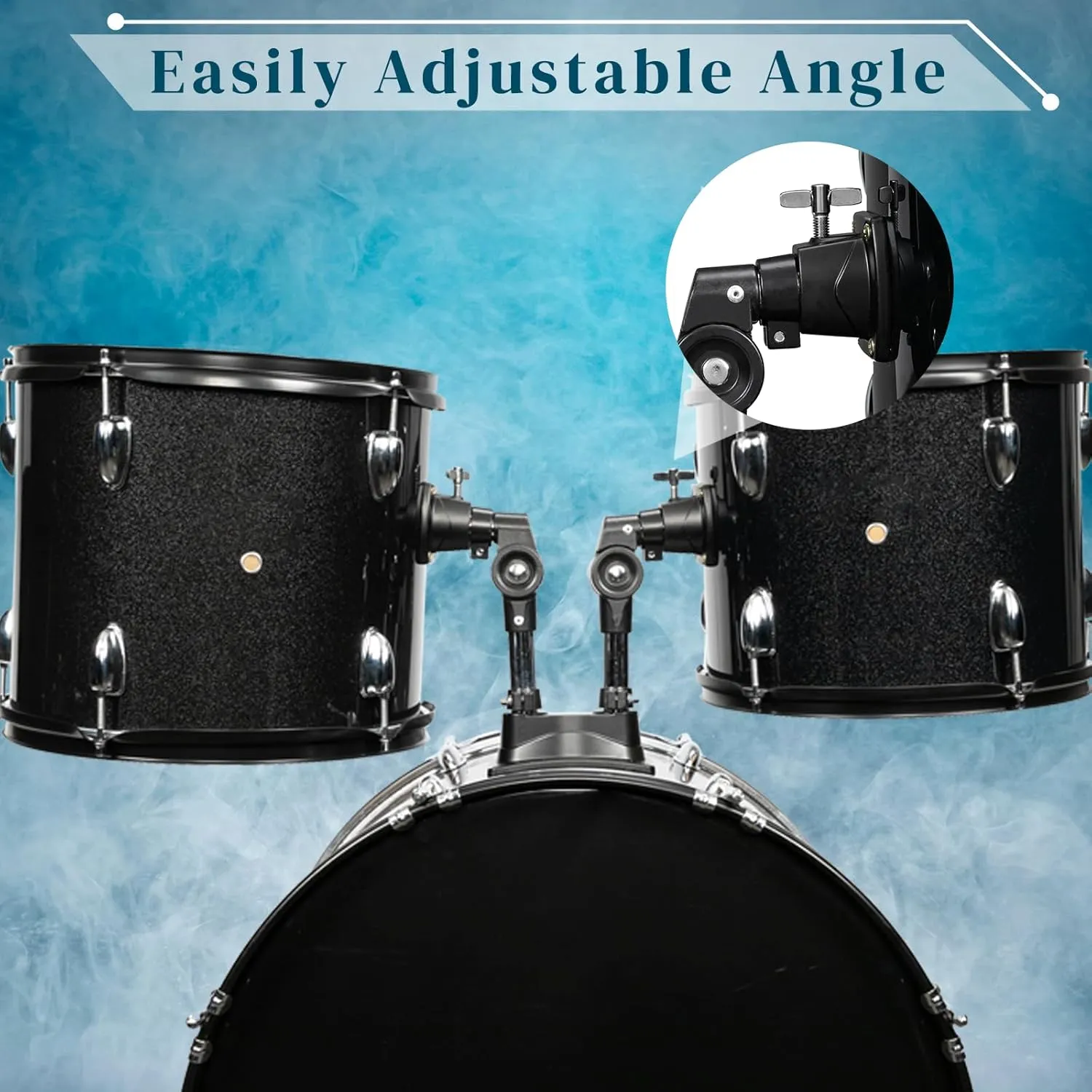 Ktaxon 22 Inch Adult Drum Set, 5-Piece Full-Size Drums Kit with Cymbal Stands, Hi-hat Stand, Sticks, Drum Pedal, Stool & Floor Tom for Beginner Teens Student (Black)