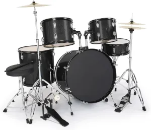 Ktaxon 22 Inch Adult Drum Set, 5-Piece Full-Size Drums Kit with Cymbal Stands, Hi-hat Stand, Sticks, Drum Pedal, Stool & Floor Tom for Beginner Teens Student (Black)
