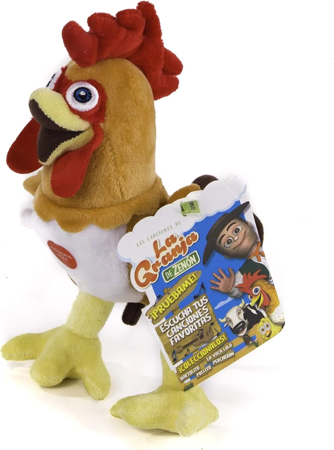 LA GRANJA DE ZENÓN Gallo Bartolito Musical Stuffed Animal 8-Inch Soft and Huggable Plush Toy with Music, Beloved El Reino Infantil Character