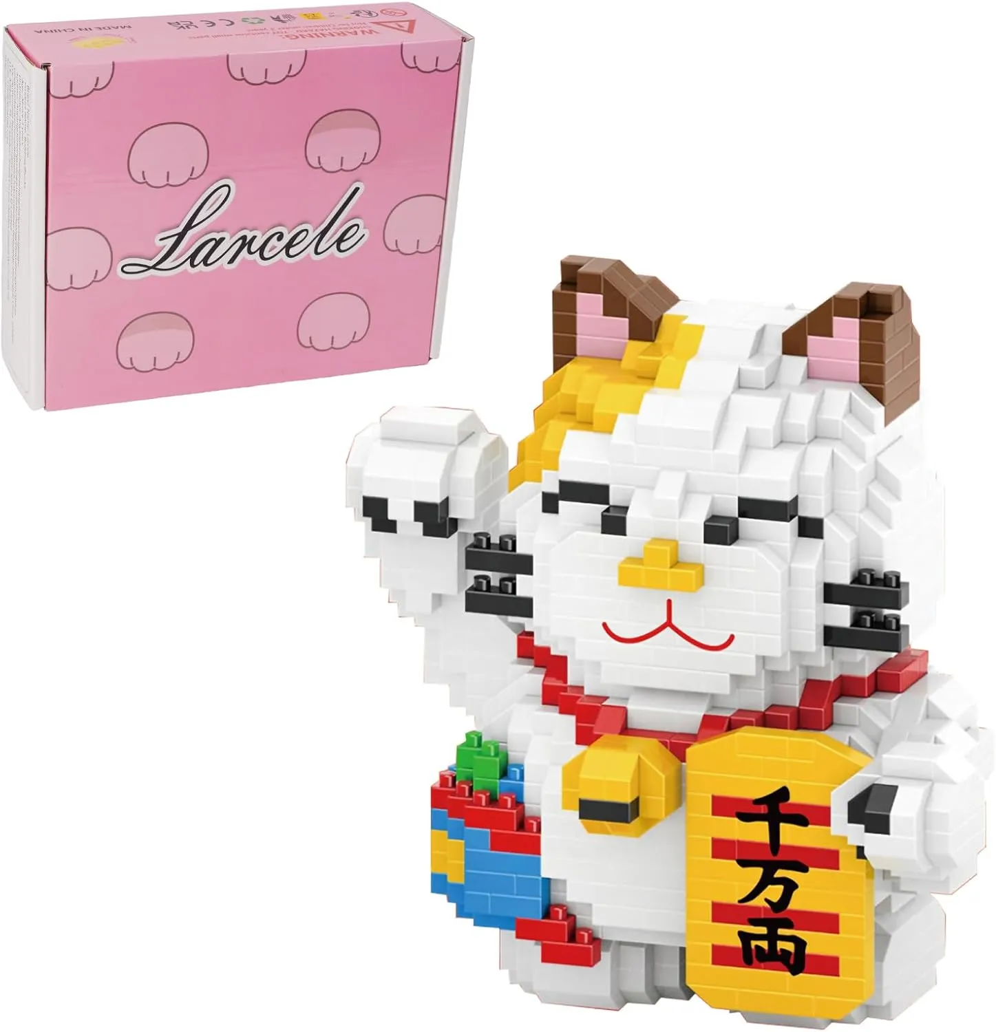 Larcele Cat Micro Building Blocks Pet Mini Building Toy Bricks,1163 Pieces KLJM-02 (Fortune Cat,Model 4569)