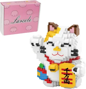 Larcele Cat Micro Building Blocks Pet Mini Building Toy Bricks,1163 Pieces KLJM-02 (Fortune Cat,Model 4569)