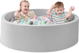 Large Foam Ball Pit for Children Toddlers, 47.2” Soft Round Ball Pits for Kids, Baby Playpen Ball Pool, Ideal Gift for Indoor and Outdoor Game(Grey), Balls Not Included