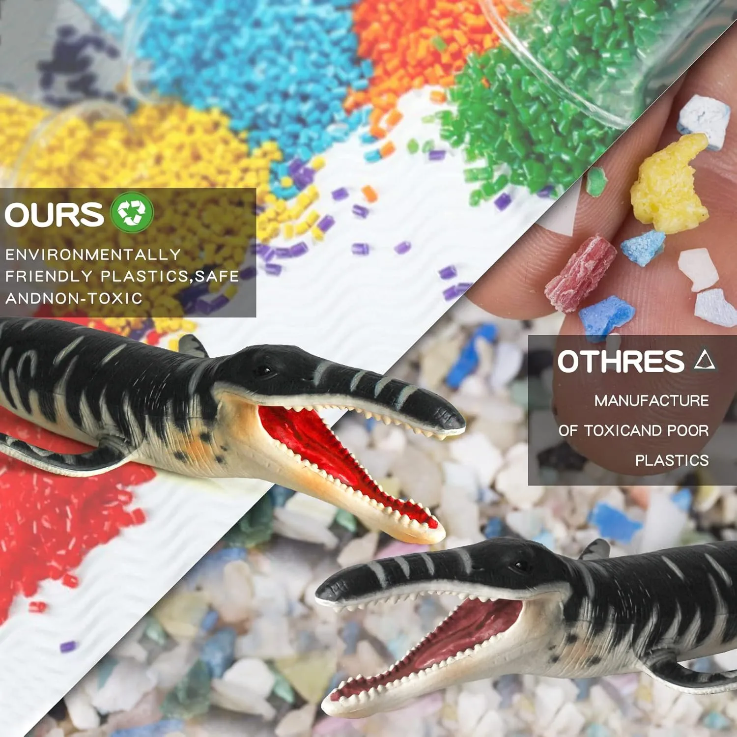 Large Ocean Creatures Toys Playset Prehistoric Sea Fish Toys 5PCS Figurines Replica of Mosasaurus Plesiosaur Dinosaur Figures Collection Sea Animals for Toddler Boys Dino Toy Kids Birthday Gift