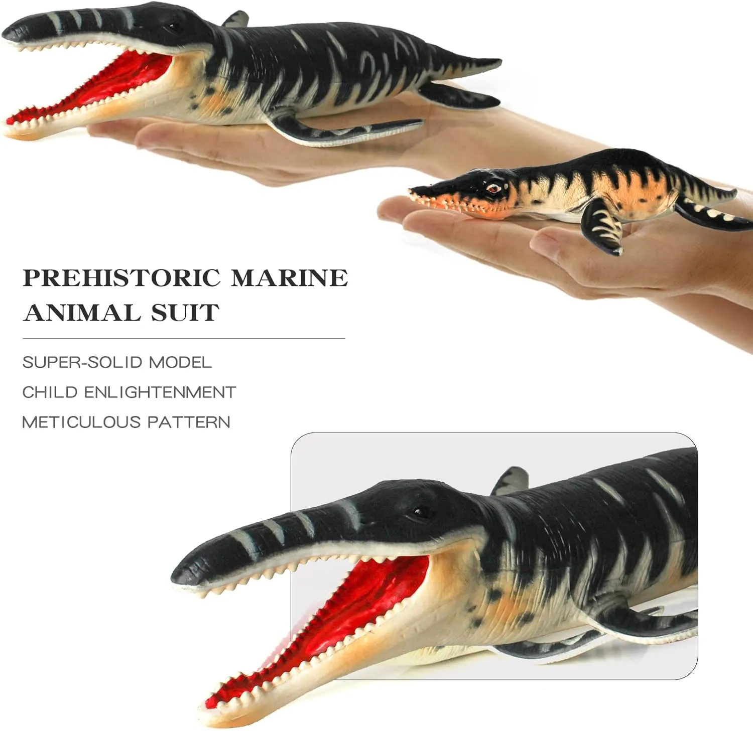 Large Ocean Creatures Toys Playset Prehistoric Sea Fish Toys 5PCS Figurines Replica of Mosasaurus Plesiosaur Dinosaur Figures Collection Sea Animals for Toddler Boys Dino Toy Kids Birthday Gift