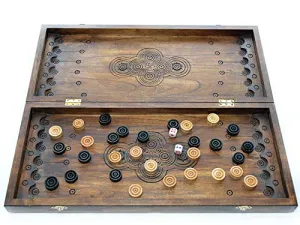 Large Wood Backgammon Set 20x20 inches - Classic Board Game Case - Wooden Playing Pieces and Accessories - Classic Travel Strategy Board Games Storage
