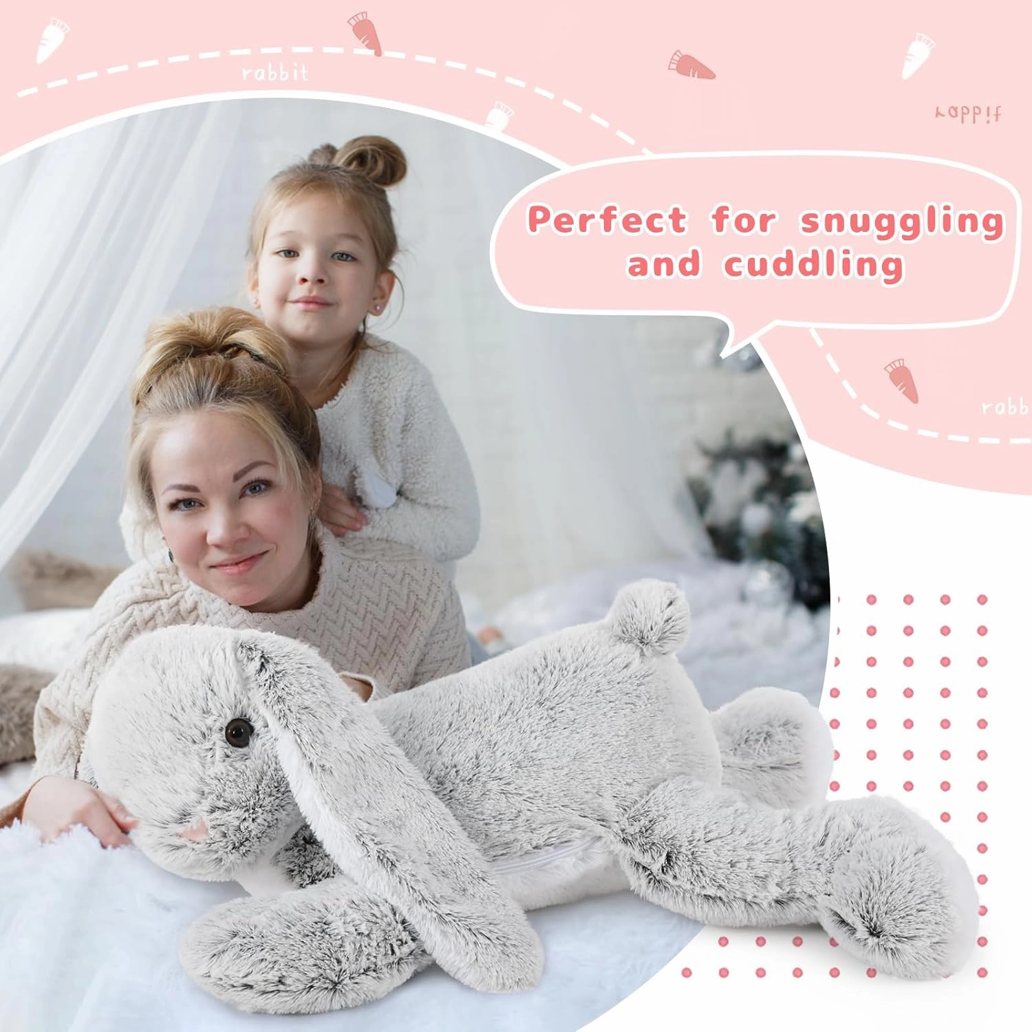 Large Bunny Stuffed Animal 24"" - 4Pcs Stuffed Bunny Rabbit Plush Toy Gifts for Kids - Cuddly Mommy Bunny Surprise with 3 Small Bunnies Inside