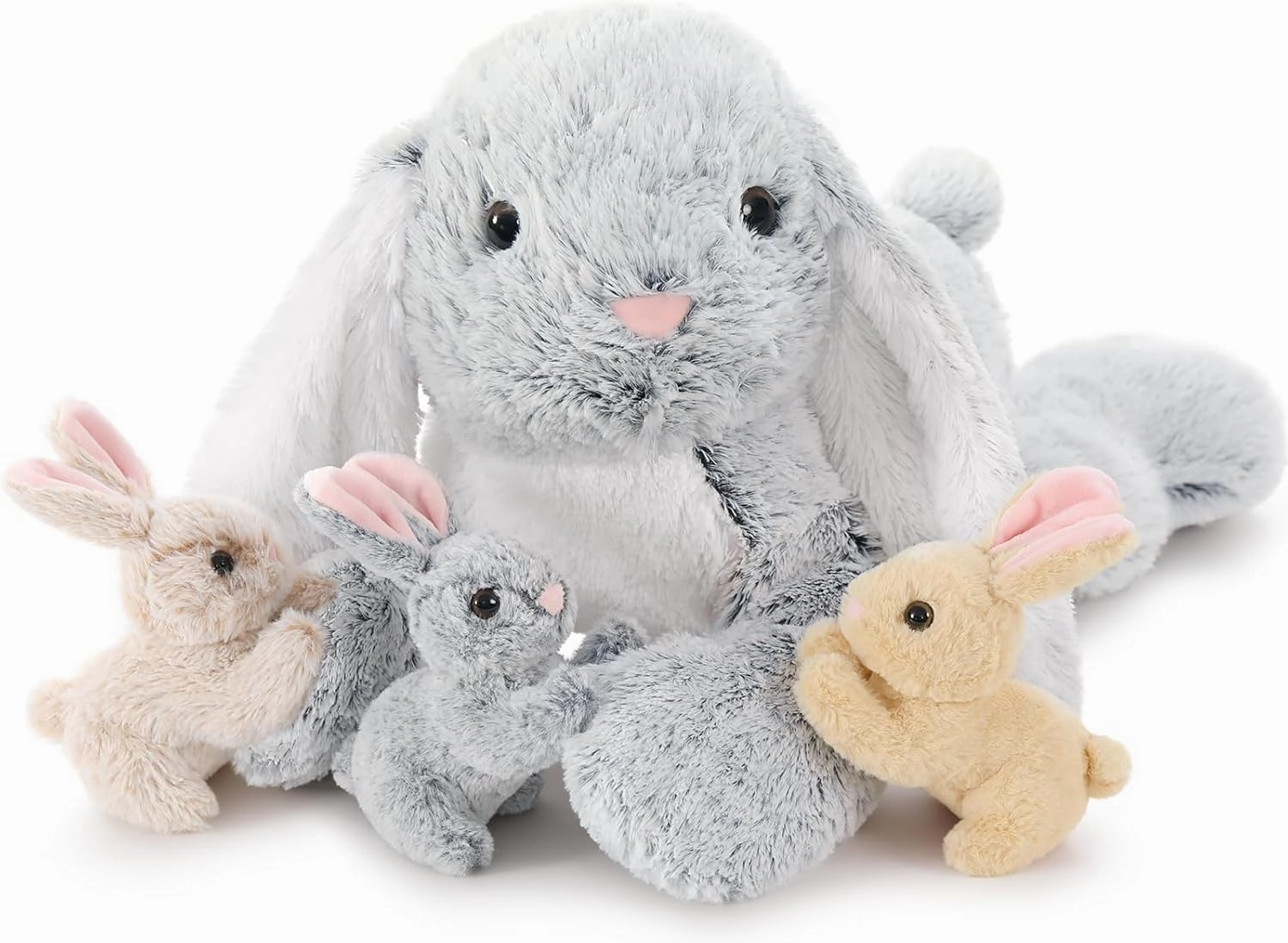 Large Bunny Stuffed Animal 24"" - 4Pcs Stuffed Bunny Rabbit Plush Toy Gifts for Kids - Cuddly Mommy Bunny Surprise with 3 Small Bunnies Inside