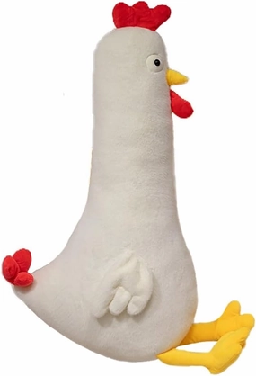 Large Chicken Plushie Pillow, Chick Plush Stuffed Animal Toy, Birthday Xmas Gift for Kids Boys Girls (White)