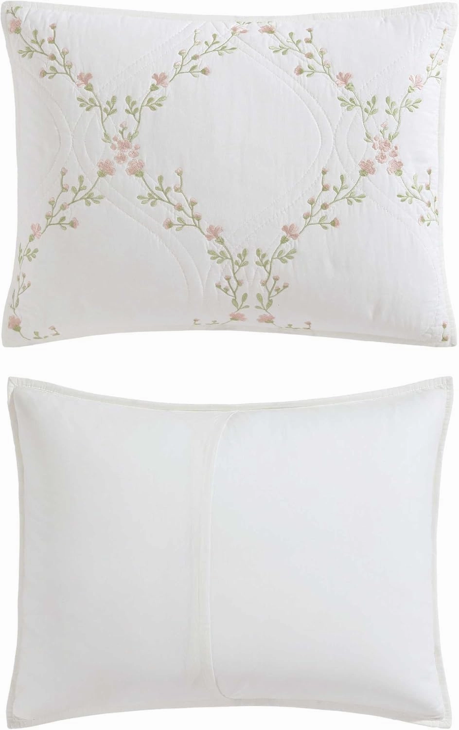 Laura Ashley - Full/Queen Quilt Set, Super Soft & Breathable Embroidered Bedding with Matching Sham(s), Floral Home Decor (Floral Embroidery Pink, Full/Queen)