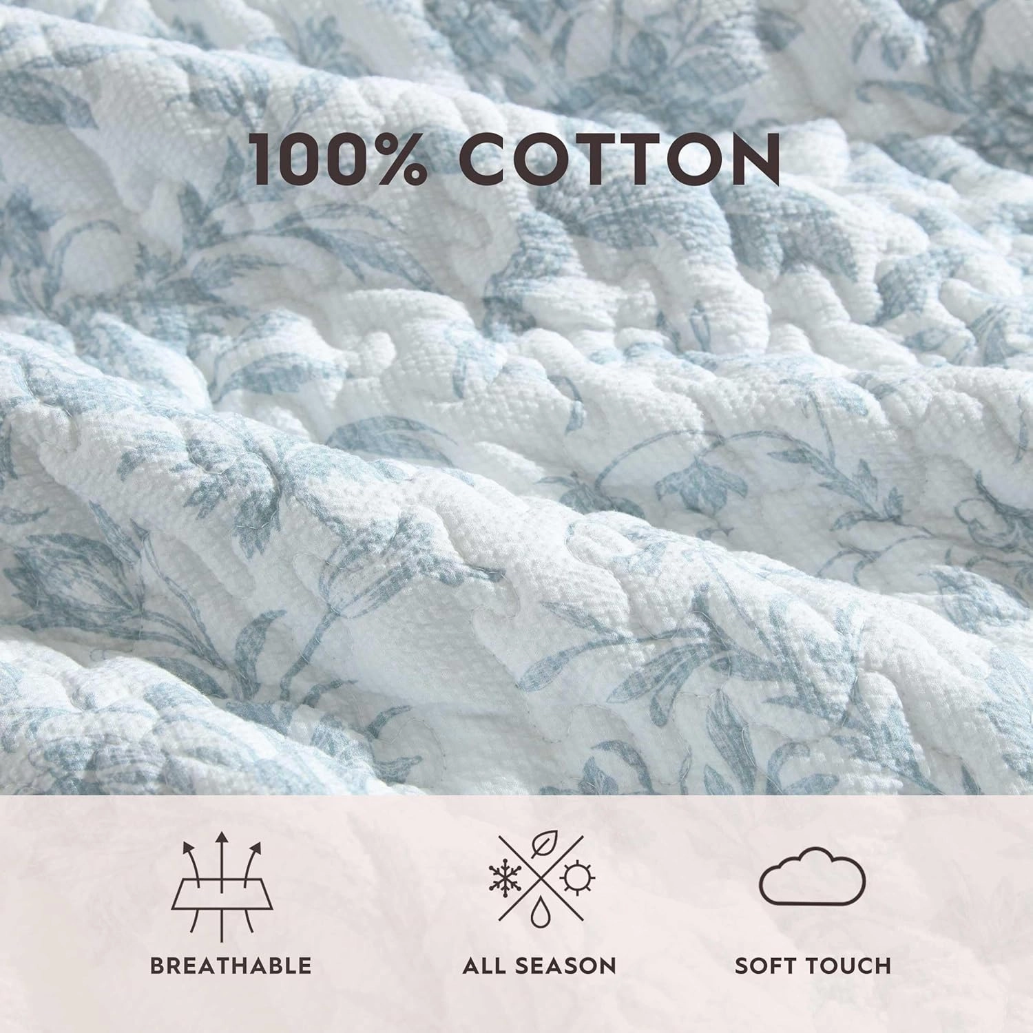Laura Ashley - King Quilt Set, Textured Seersucker Bedding with Matching Shams, Reversible Bedding Essentials (Amberly Pastel Blue, King)