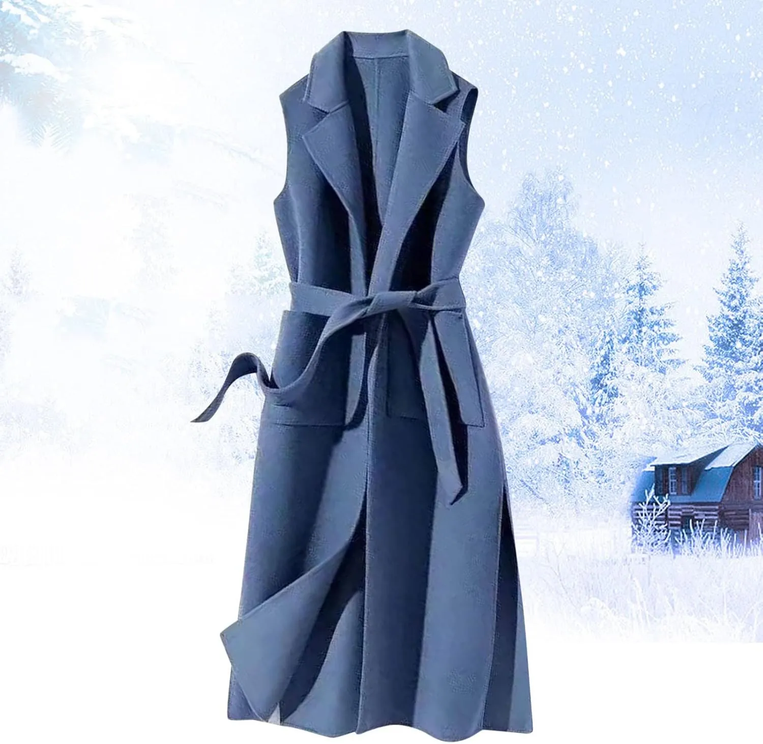 LCMTWX Winter Coats for Women Winter Office Sleeveless Button Woolen Jacket Coat Long Coats for Women Dressy Winter Coat