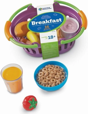 Learning Resources New Sprouts Breakfast Foods Basket - 16 Pieces, Ages 18  months Pretend Play Food for Toddlers, Toddler Kitchen Toys, Preschool Learning Toys