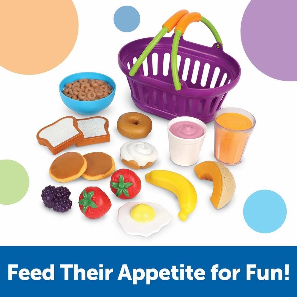 Learning Resources New Sprouts Breakfast Foods Basket - 16 Pieces, Ages 18  months Pretend Play Food for Toddlers, Toddler Kitchen Toys, Preschool Learning Toys