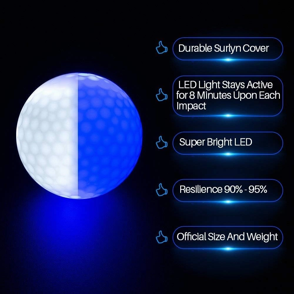LED Light up Golf Balls, Glow in The Dark Night Glow Golf Balls