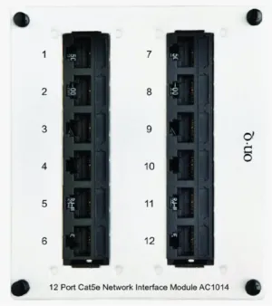 Legrand - OnQ 8 Port Cat 5e Network Interface Module, RJ45 Network Switch, High-Density Mini Patch Panel, Keystone Ports Labeled 1 Through 12, Grey, AC1014