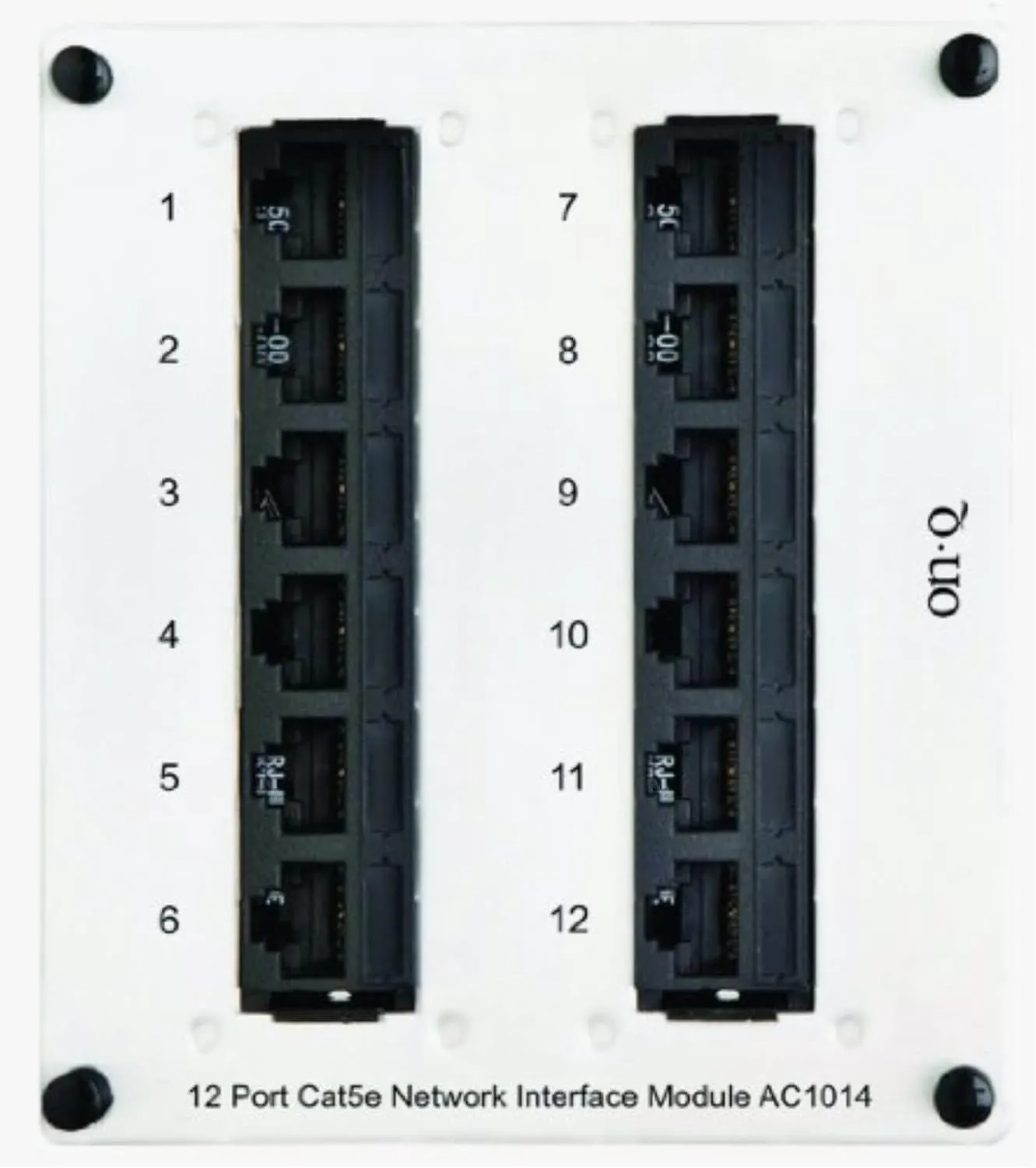 Legrand - OnQ 8 Port Cat 5e Network Interface Module, RJ45 Network Switch, High-Density Mini Patch Panel, Keystone Ports Labeled 1 Through 12, Grey, AC1014