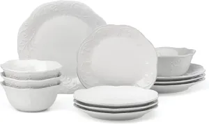 Lenox French Perle 12-Piece Dinnerware Set, White, with Accent Plates