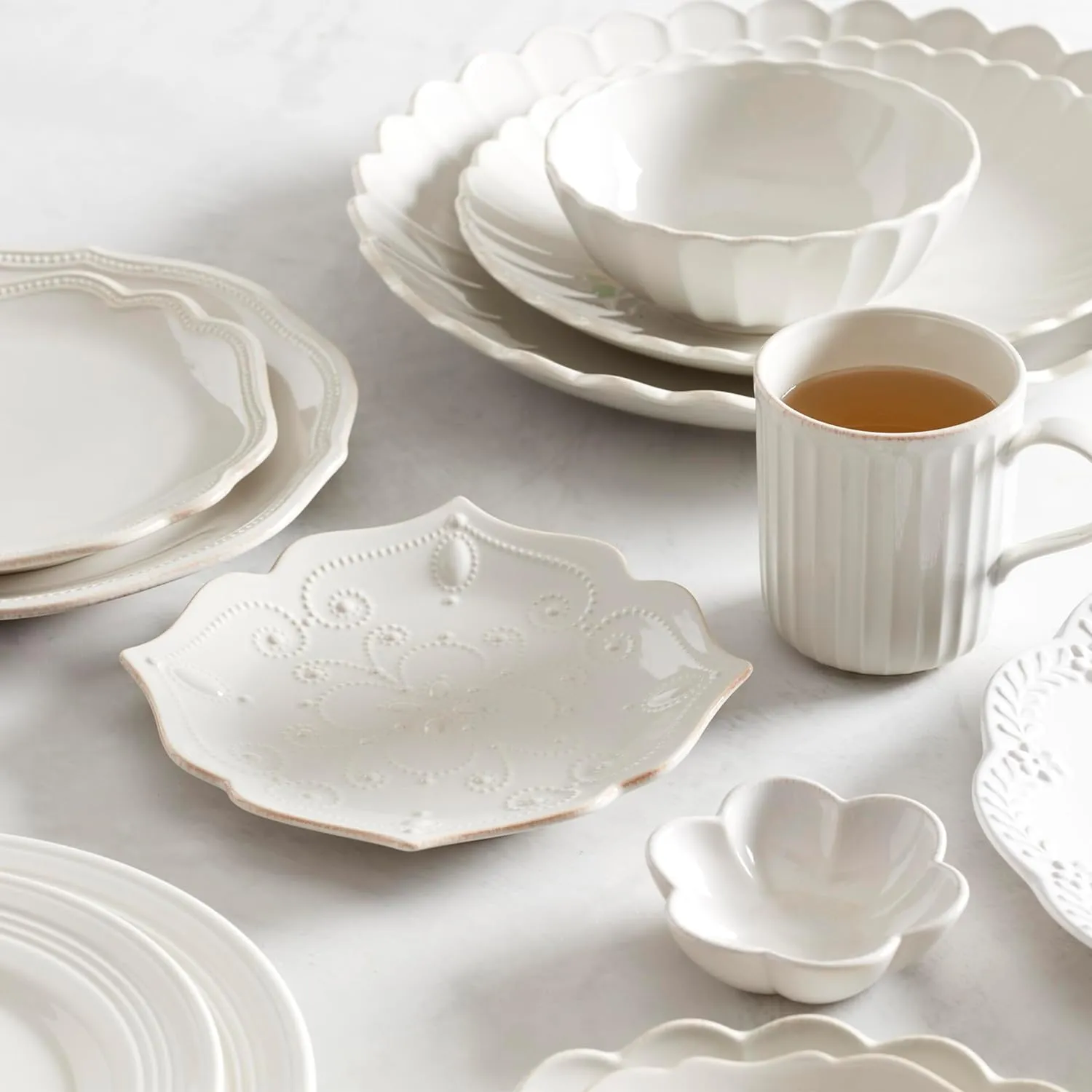 Lenox French Perle 12-Piece Dinnerware Set, White, with Accent Plates