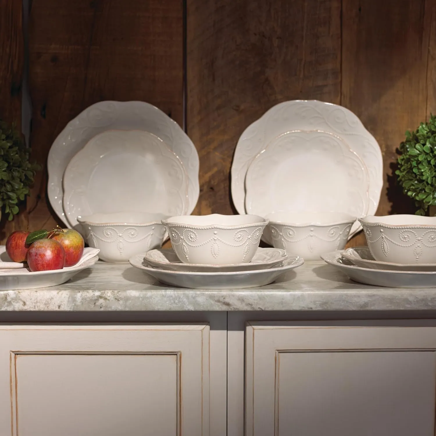 Lenox French Perle 12-Piece Dinnerware Set, White, with Accent Plates