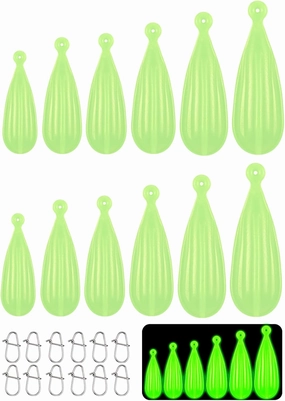 Lenwen 12 Pieces Fishing Practice Plug Soft PVC Bait Casting Plug 6 Mixed Sizes Weight Over 14 Years Fishing Lures for Improving Casting Skills, 1/5, 1/4, 3/8, 2/5, 1/3, and 3/4 oz