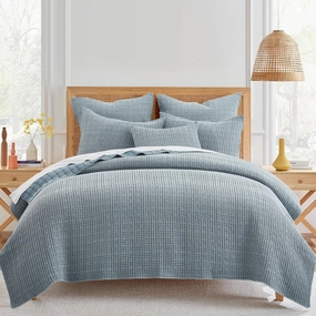 Levtex Home - Mills Waffle - Full/Queen Quilt Set - Chambray Cotton Waffle - Quilt Size (88 x 92in.), Sham Size (26 x 20in.)