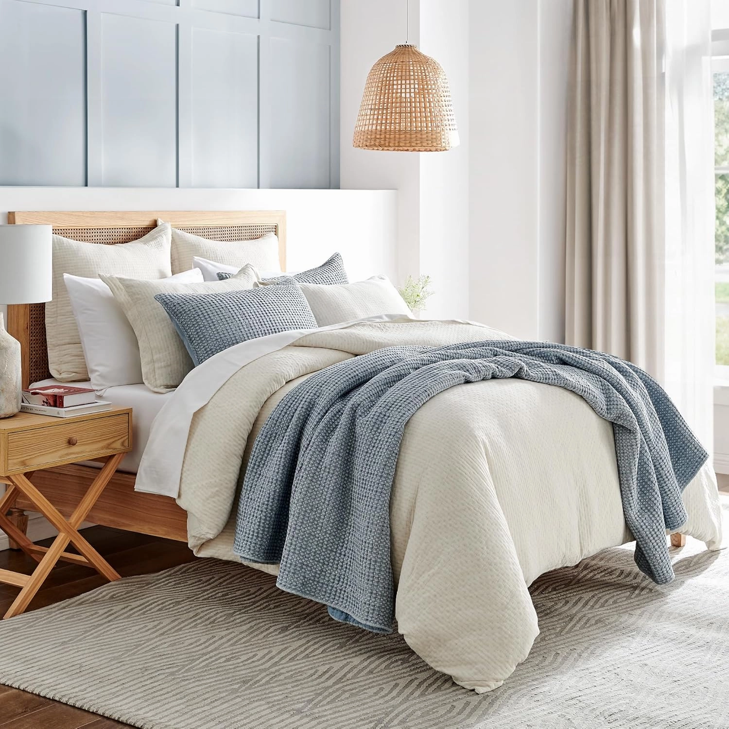 Levtex Home - Mills Waffle - Full/Queen Quilt Set - Chambray Cotton Waffle - Quilt Size (88 x 92in.), Sham Size (26 x 20in.)