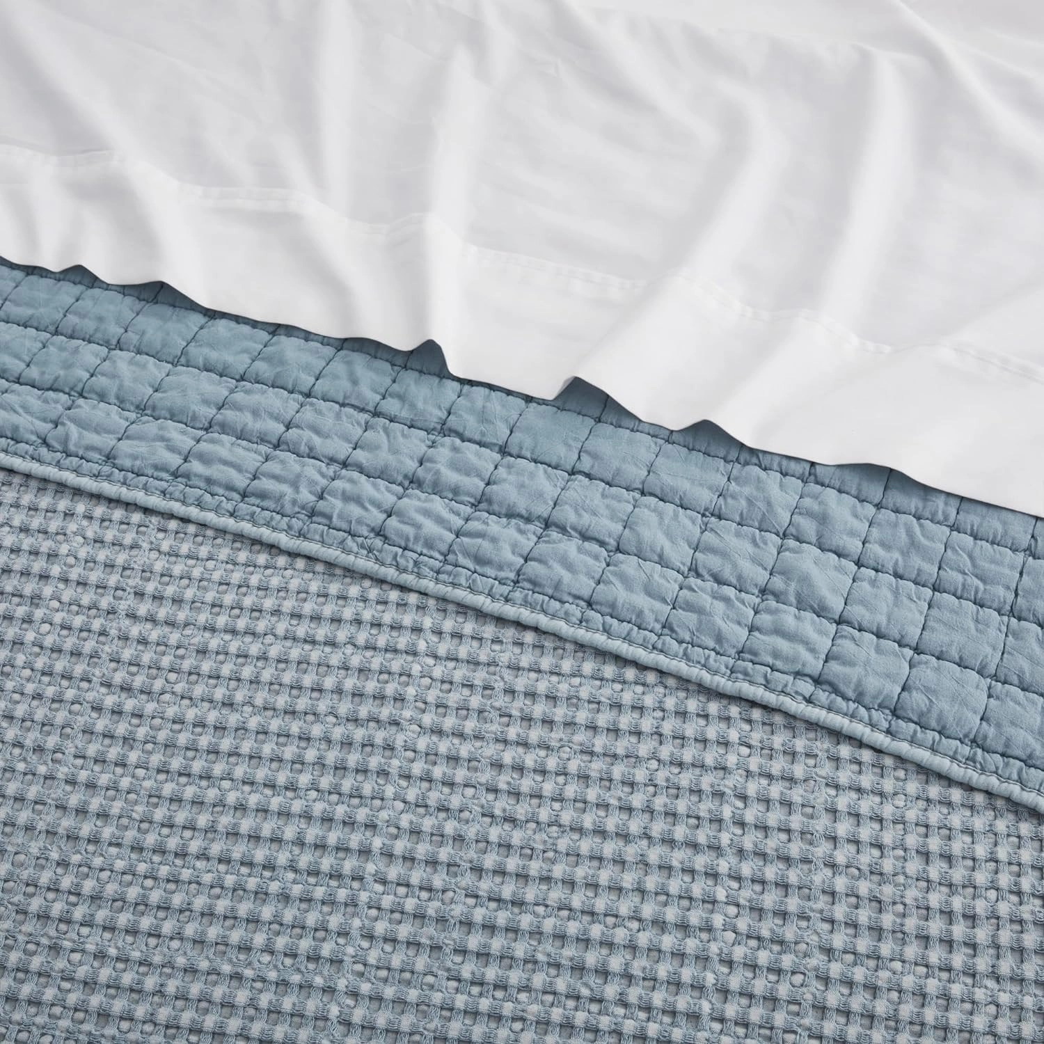 Levtex Home - Mills Waffle - Full/Queen Quilt Set - Chambray Cotton Waffle - Quilt Size (88 x 92in.), Sham Size (26 x 20in.)