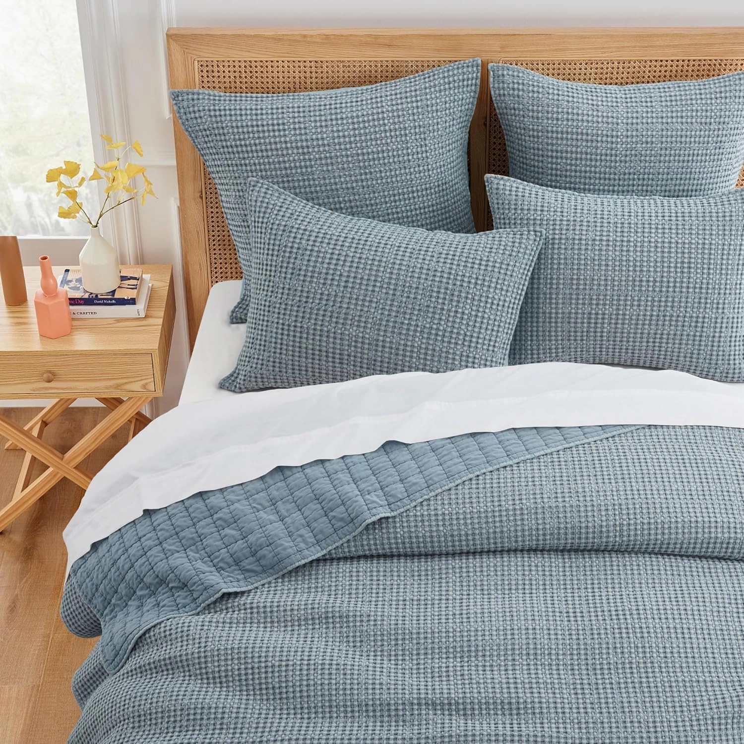 Levtex Home - Mills Waffle - Full/Queen Quilt Set - Chambray Cotton Waffle - Quilt Size (88 x 92in.), Sham Size (26 x 20in.)