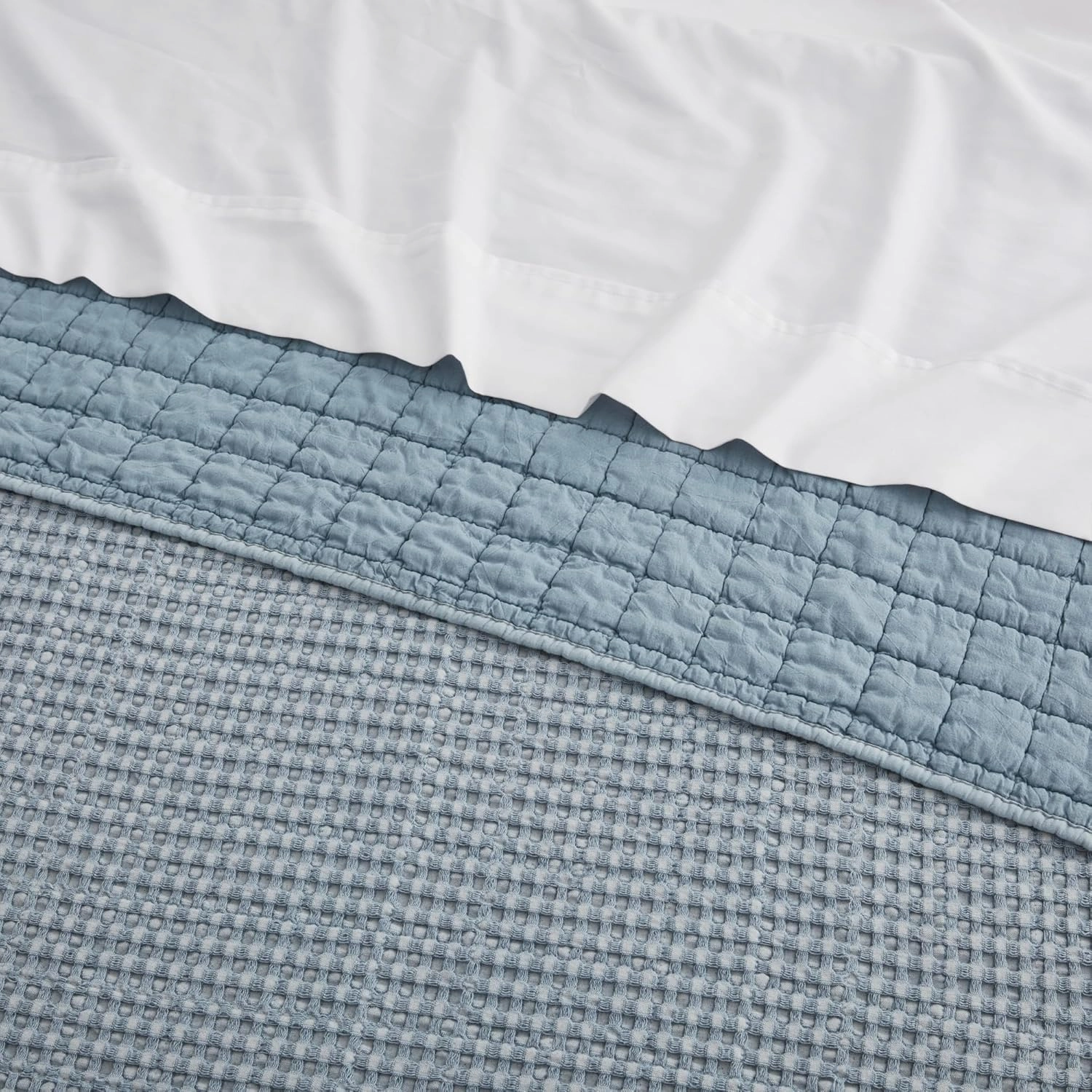 Levtex Home - Mills Waffle - Full/Queen Quilt Set - Chambray Cotton Waffle - Quilt Size (88 x 92in.), Sham Size (26 x 20in.)