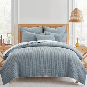 Levtex Home - Mills Waffle - Full/Queen Quilt Set - Chambray Cotton Waffle - Quilt Size (88 x 92in.), Sham Size (26 x 20in.)