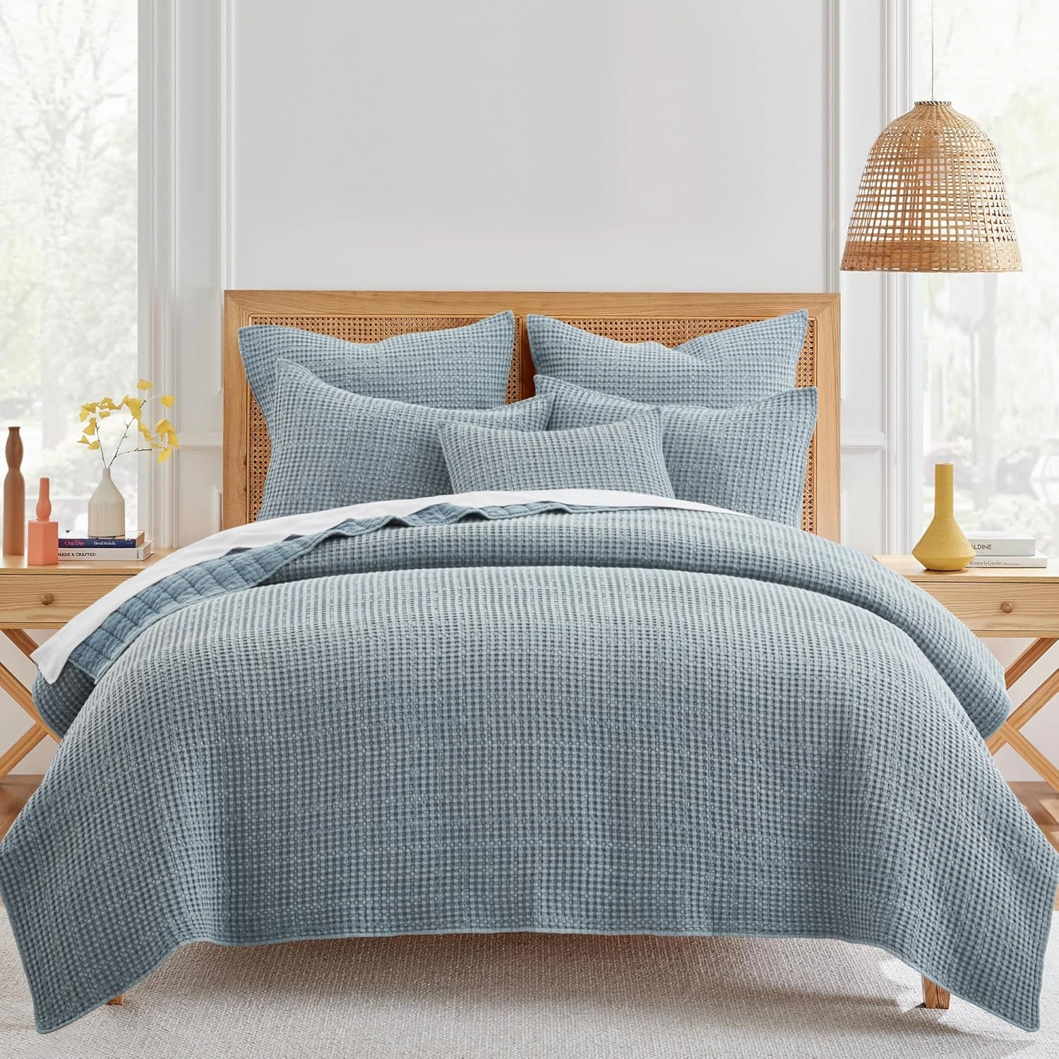 Levtex Home - Mills Waffle - Full/Queen Quilt Set - Chambray Cotton Waffle - Quilt Size (88 x 92in.), Sham Size (26 x 20in.)