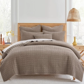 Levtex Home - Mills Waffle - Full/Queen Quilt Set - Cocoa Cotton Waffle - Quilt Size (88 x 92in.), Sham Size (26 x 20in.)