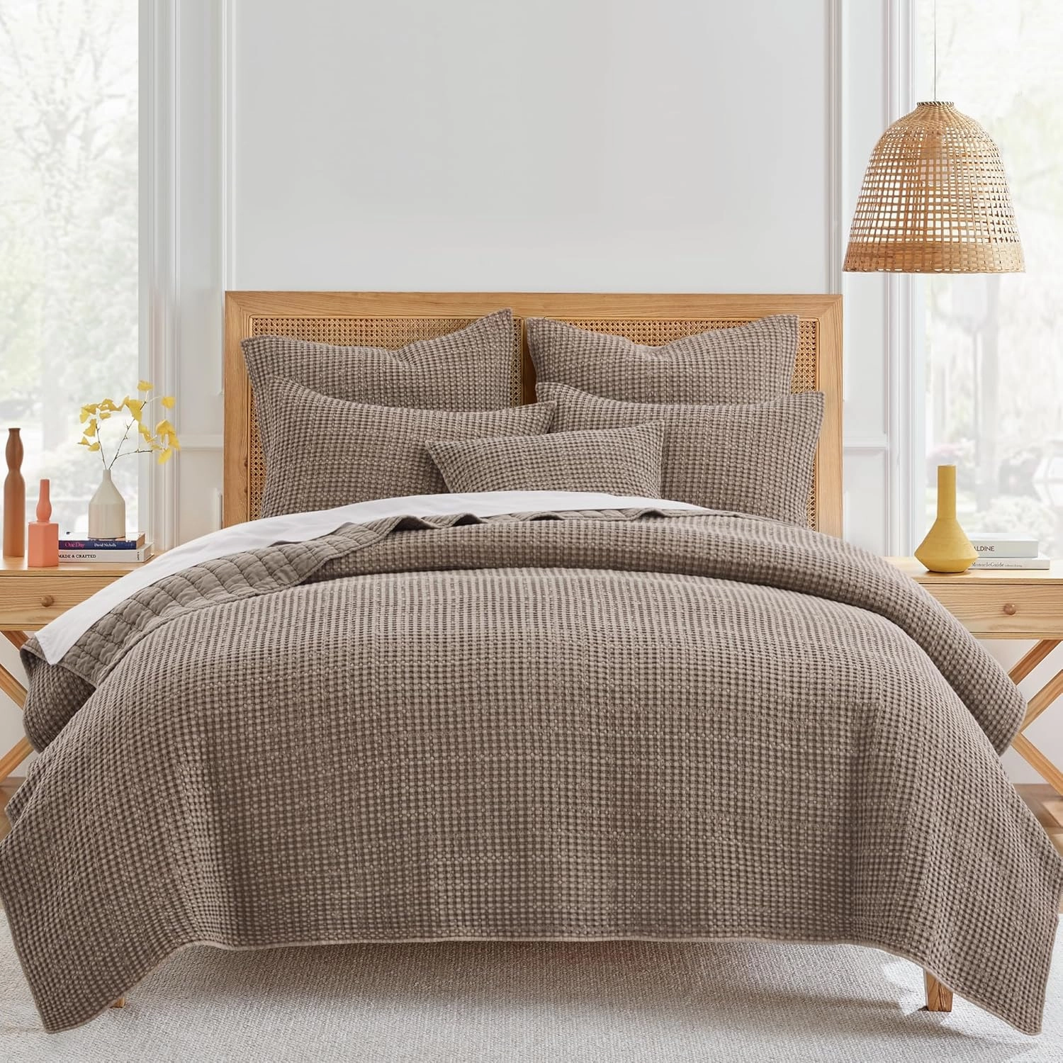Levtex Home - Mills Waffle - Full/Queen Quilt Set - Cocoa Cotton Waffle - Quilt Size (88 x 92in.), Sham Size (26 x 20in.)