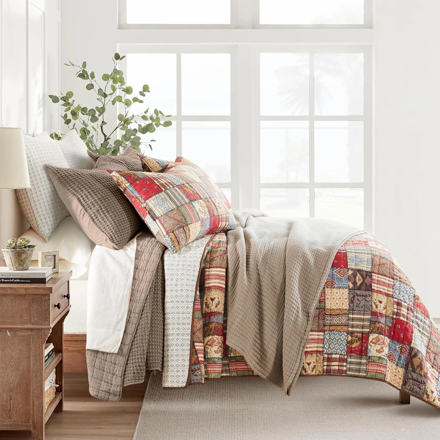 Levtex Home - Mills Waffle - Full/Queen Quilt Set - Cocoa Cotton Waffle - Quilt Size (88 x 92in.), Sham Size (26 x 20in.)