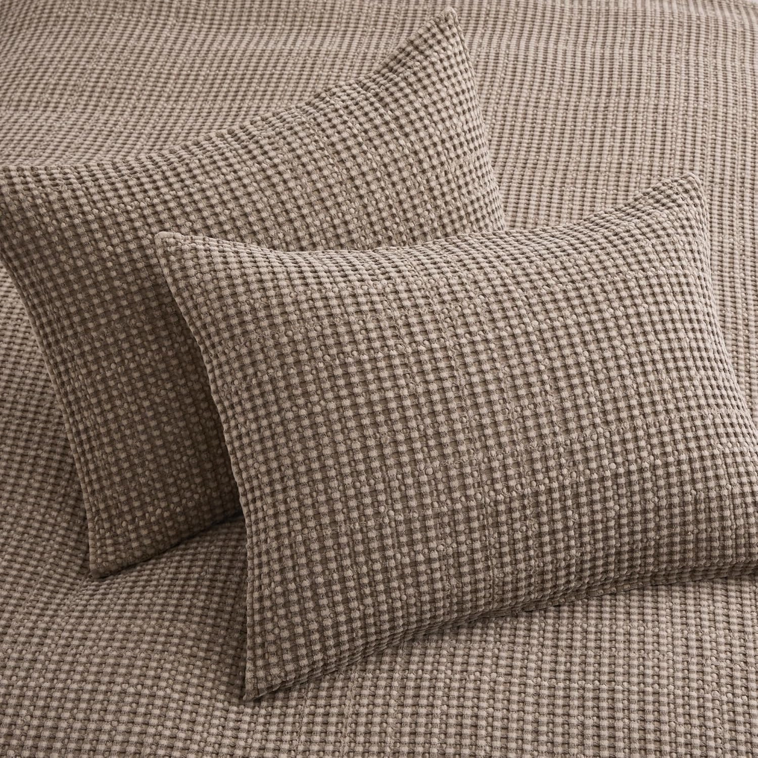 Levtex Home - Mills Waffle - Full/Queen Quilt Set - Cocoa Cotton Waffle - Quilt Size (88 x 92in.), Sham Size (26 x 20in.)