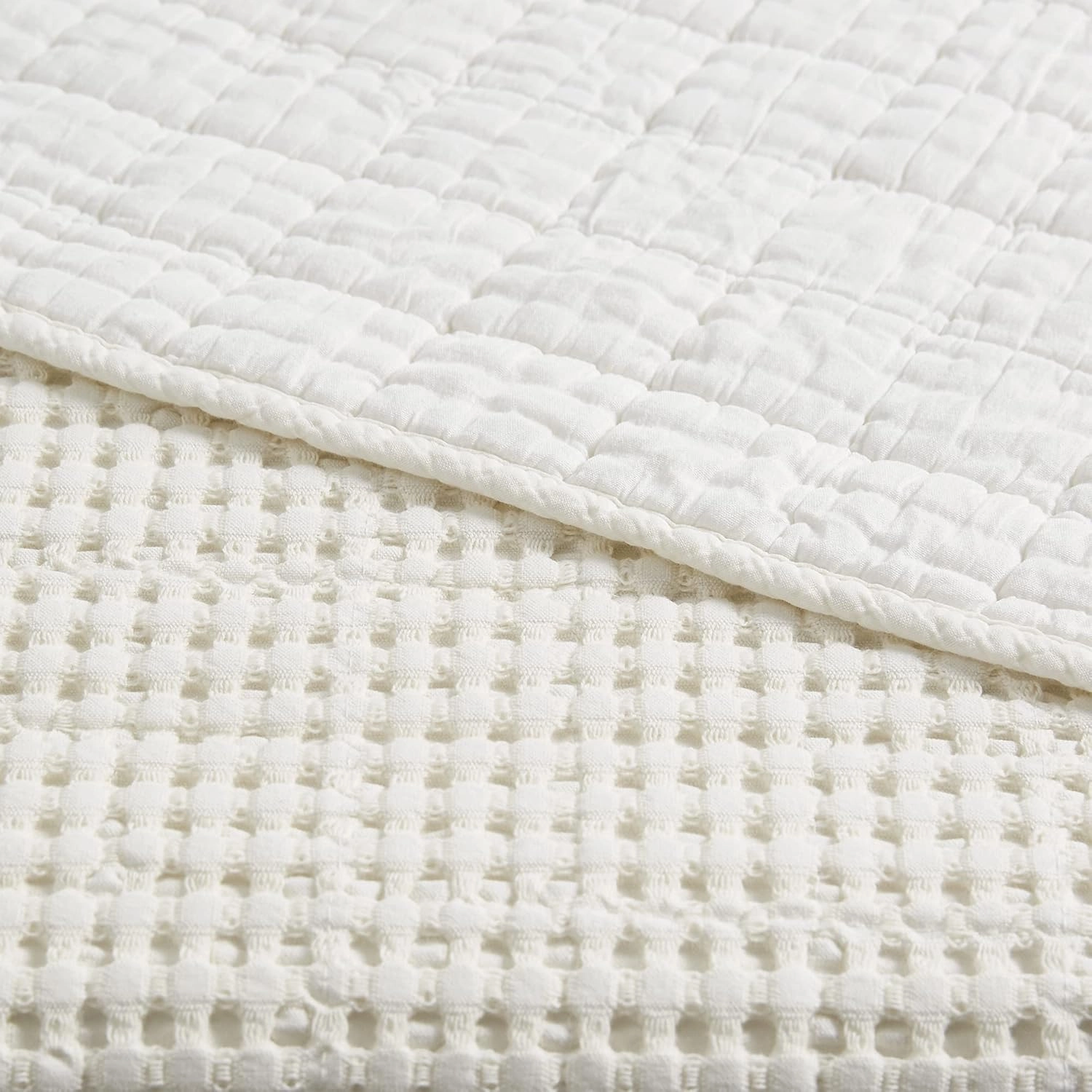 Levtex Home - Mills Waffle - King/Cal King Quilt Set - Cream Cotton Waffle - Quilt Size (106 x 92in.), Sham Size (36 x 20in.)