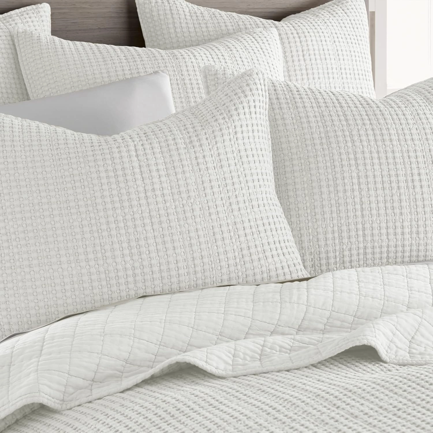 Levtex Home - Mills Waffle - King/Cal King Quilt Set - Cream Cotton Waffle - Quilt Size (106 x 92in.), Sham Size (36 x 20in.)