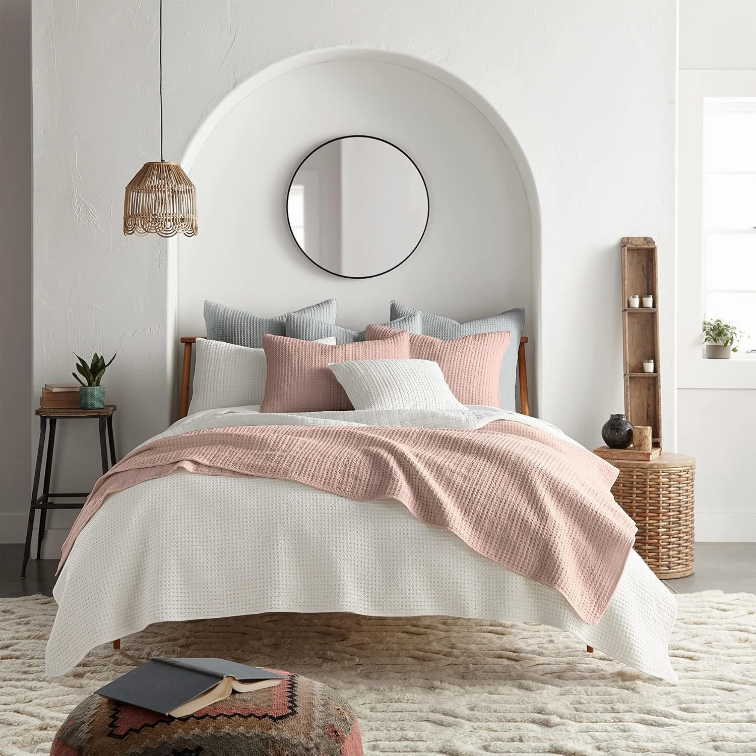 Levtex Home - Mills Waffle - King/Cal King Quilt Set - Cream Cotton Waffle - Quilt Size (106 x 92in.), Sham Size (36 x 20in.)