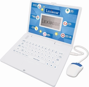 Lexibook, Educational and Bilingual Laptop Spanish/English, Toy for Children with 124 Activities to Learn Mathematics, Dactylography, Logic, Clock Reading, Play Games and Music, White, JC598i2